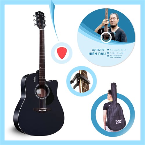 Combo đàn guitar Acoustic Rosen G11BK Tích Hợp Pickup Rosen Chính Hãng (tặng kèm khóa học guitar Hiển Râu trị giá 699k)